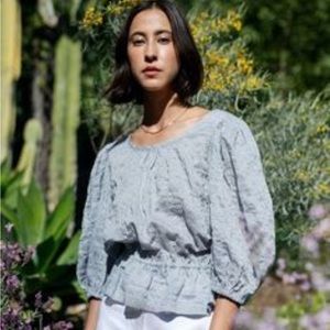 Horses Atelier Peplum Blouse in Blue Stripe - Horses size 4